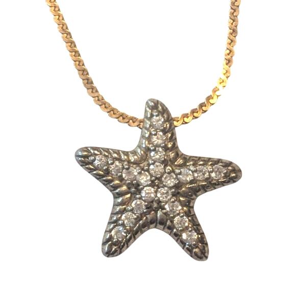 Sterling Silver Star Necklace Gold Tone Pendant 18 inch Gold Filled Chain - Picture 3 of 8